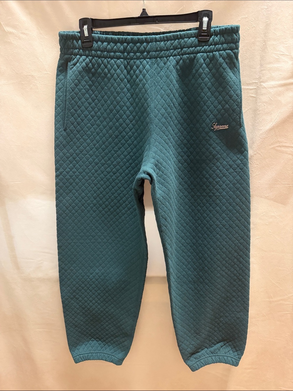 Supreme Micro Quilted Sweatpants Pine Green SS23 (Like New)
